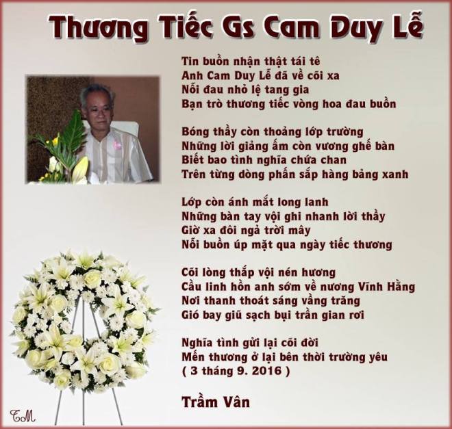 Thuong tiec GS Cam Duy Le - Tram Van